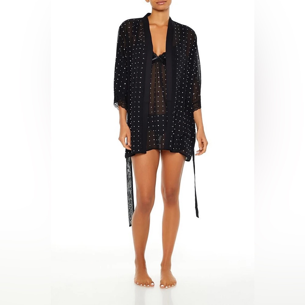 F21 - Rhinestone Kimono Robe - Size Medium- NWT - Picture 2 of 7